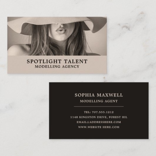 Modellieragentur, Modell-Agent Visitenkarte (Vorne/Hinten)