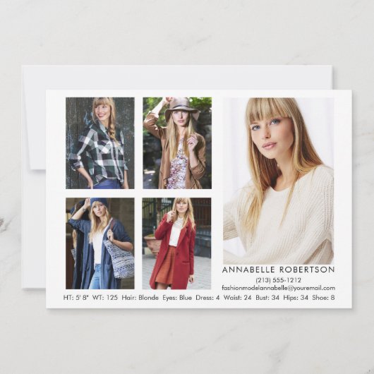 Modellieren von 6 Fotos Moderne Modell-Comp-Karte Einladung (Rückseite)