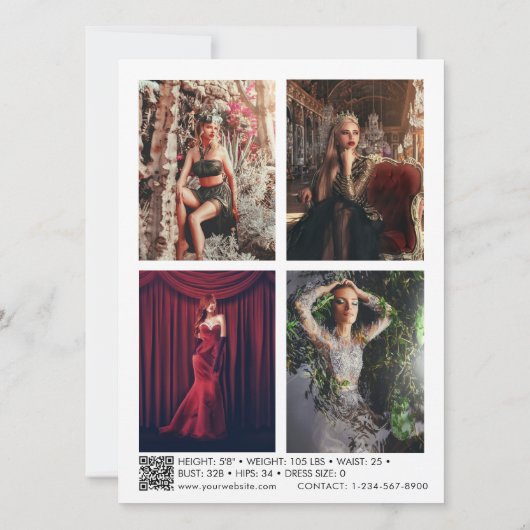 Modellieren von Schauspiel Comp Card 5 Foto Skript (Rückseite)