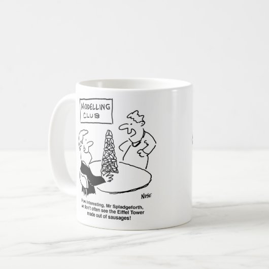 Modellierung Club Eiffelturm aus Wurst Funny Kaffeetasse (Vorderseite Links)