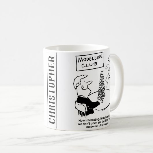 Modellierung des Eiffelturms aus Wurst Kaffeetasse (VorderseiteRechts)