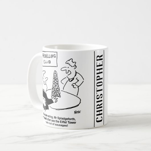 Modellierung des Eiffelturms aus Wurst Kaffeetasse (Vorderseite Links)