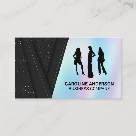 Modellsymbol | Black Luxury Holographic Background Visitenkarte (Vorderseite)