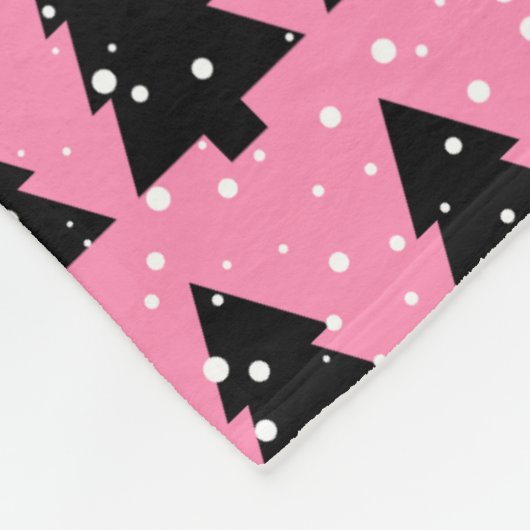 Modem Pink & Black Christmas Tree Fleece Blanket (Ecke)