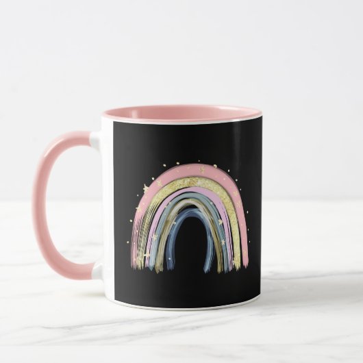 Modem Trendy Pastel Rainbow Anpassbarer Name Tasse (Links)
