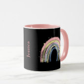 Modem Trendy Pastel Rainbow Anpassbarer Name Tasse (VorderseiteRechts)
