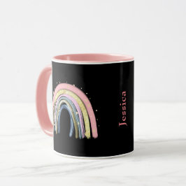 Modem Trendy Pastel Rainbow Anpassbarer Name Tasse