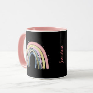 Modem Trendy Pastel Rainbow Anpassbarer Name Tasse