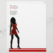 Modemädchen in roten Kleidungsbriefen Briefkopf (Vorne/Hinten)