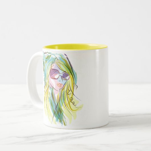 Modemädchen Zweifarbige Tasse (Vorderseite Links)