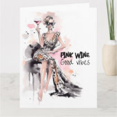 Modemagazin Leopard Kleid Rosa Wasserfarbe Karte (Vorderseite)