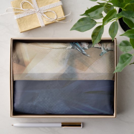 Modemodell-Gesicht in Blau Seidenpapier (Geschenk)