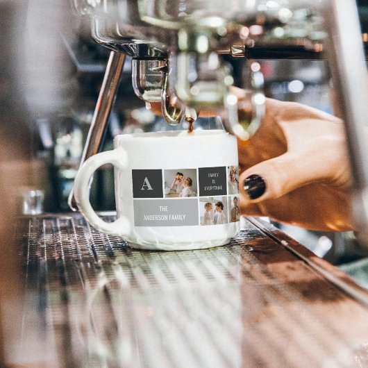 Moden 3Collage Foto & Grau Bestes Familiengeschenk Espressotasse