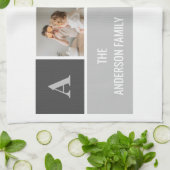 Moden 3Collage Foto & Grau Bestes Familiengeschenk Geschirrtuch (Gefaltet)