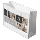 Moden 3Collage Foto & Grau Bestes Familiengeschenk Große Geschenktüte (Vorderseite Schrägansicht)