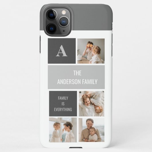 Moden 3Collage Foto & Grau Bestes Familiengeschenk iPhone Hülle (Rückseite)