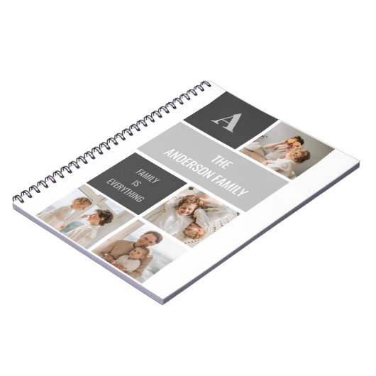 Moden 3Collage Foto & Grau Bestes Familiengeschenk Notizblock (Linke Seite)