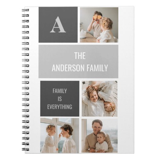 Moden 3Collage Foto & Grau Bestes Familiengeschenk Notizblock (Vorderseite)