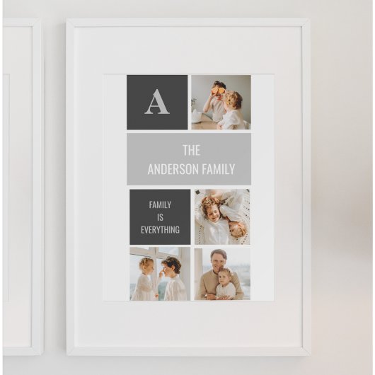 Moden 3Collage Foto & Grau Bestes Familiengeschenk Poster