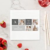 Moden 3Collage Foto & Grau Bestes Familiengeschenk Serviette (Beispiel)