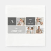 Moden 3Collage Foto & Grau Bestes Familiengeschenk Serviette (Vorderseite)