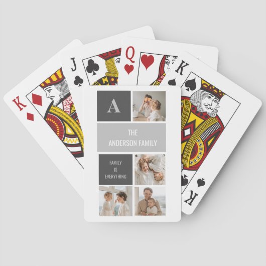 Moden 3Collage Foto & Grau Bestes Familiengeschenk Spielkarten (Rückseite)