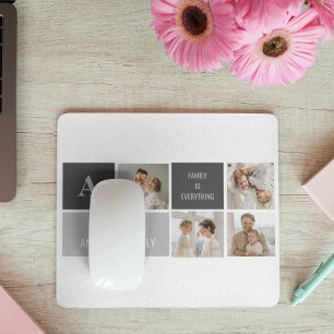 Moden 3Collage Foto & Grau Bestes Familienschenk Mousepad