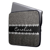 Moden grauer Glitzer personalisiert Laptopschutzhülle (Vorderseite Links)