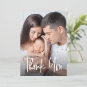 Moden handlettered Custom family photo baby Shower Dankeskarte (Stehend Vorderseite)