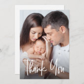 Moden handlettered Custom family photo baby Shower Dankeskarte (Vorne/Hinten)