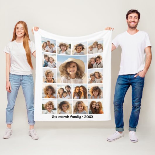 Moden, Minimal Foto Grid mit 17 Fotos Fleecedecke (Beispiel)