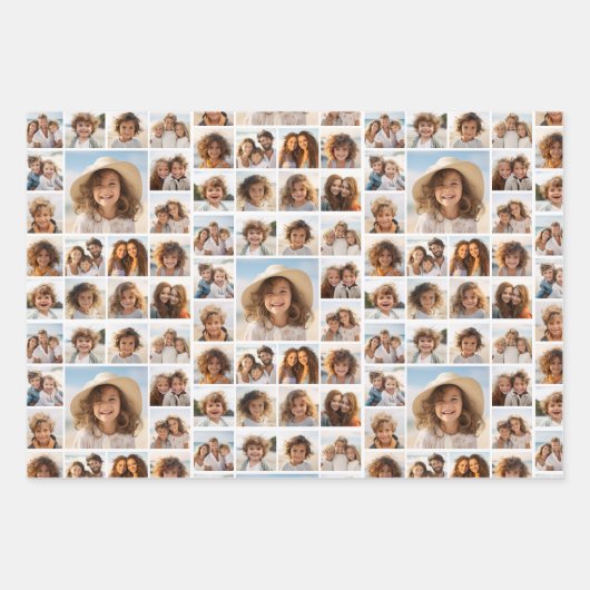 Moden, Minimal Foto Grid mit 17 Fotos Geschenkpapier Set (Vorderseite 3)