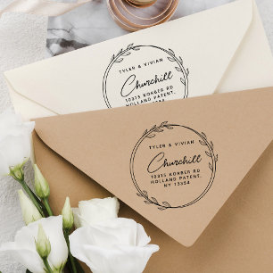 Moden Minimalistisch Wreath Couple Rücksendeadress Gummistempel