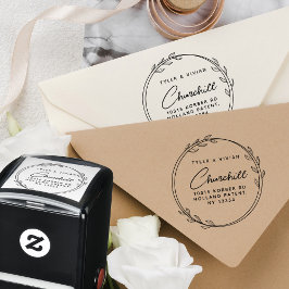 Moden Minimalistisch Wreath Couple Rücksendeadress Permastempel