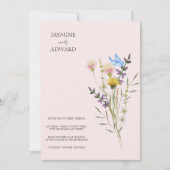 Moden Simple Wildblume Floral Wedding Einladung (Vorderseite)