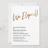 Moden We Eloping Gold Handwriting Empfang Einladung (Vorderseite)
