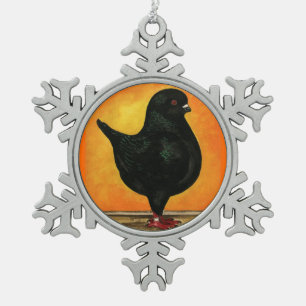 Modena Black Schietti Pigeon Schneeflocken Zinn-Ornament