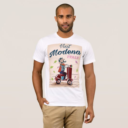 Modena Italy Scooter Reiseplakat T-Shirt (Vorne ganz)