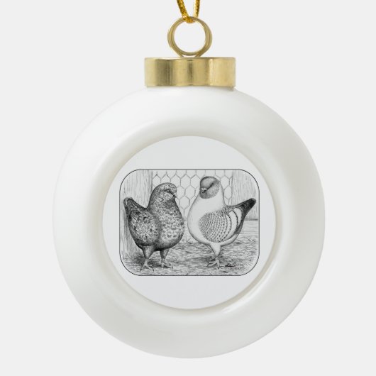 Modenas Zwei Tauben Keramik Kugel-Ornament (Vorderseite)