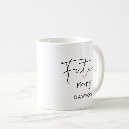 Modenr minimalist Future Frau personalisiert Kaffeetasse (VorderseiteRechts)