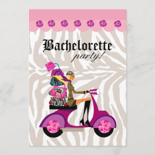 Modeparty-Einladung Rollerfahrerin Zebra Blondine Einladung