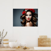Modeportrait der Frauenkunst Poster (Küche)