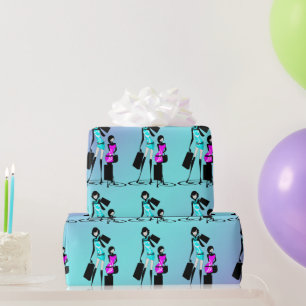 Modepüppchen beim Shoppen in Paris Geschenkpapier