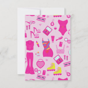 Modepuppenkleidung vintage 1990er Jahre pink Einladung