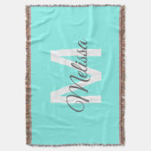 Moder chic minimalalist monogram Turquoise aqua bl Decke (Vorderseite Vertikal)