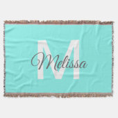 Moder chic minimalalist monogram Turquoise aqua bl Decke (Vorderseite)
