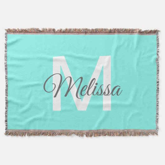Moder chic minimalalist monogram Turquoise aqua bl Decke (Vorderseite)
