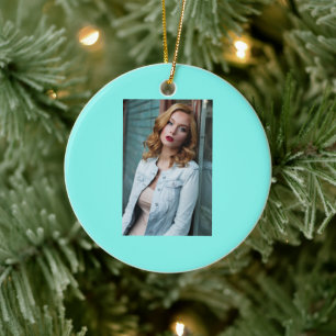 Moder chic minimalalist monogram Turquoise aqua bl Keramik Ornament