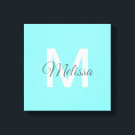 Moder chic minimalalist monogram Turquoise aqua bl Leinwanddruck<br><div class="desc">modern chic minimalist abstract turquoise aqua blue home requories. turquoise monogrammed nursery decorations.</div>