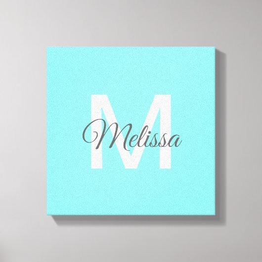 Moder chic minimalalist monogram Turquoise aqua bl Leinwanddruck (Vorderseite)